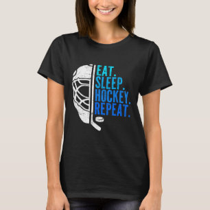 Camiseta Comer Dormir Hóquei Repetir Garotos Engraçados Jog