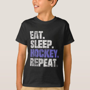 Camiseta Comer Dormir Hóquei Repetir Hóquei no Gelo Hóquei
