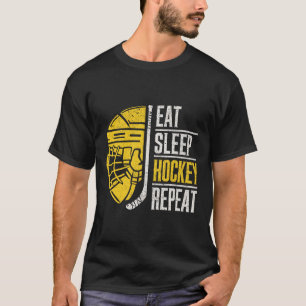 Camiseta Comer Dormir Hóquei Repetir Hóquei no Gelo Para Ho