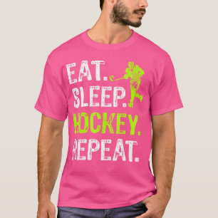 Camiseta Comer Dormir Hóquei Repetir Jogador de Hóquei Engr