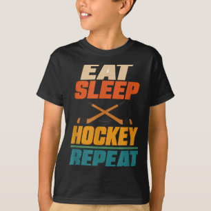 Camiseta Comer dormir hóquei repetir jogadores de hóquei hó