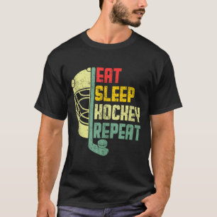 Camiseta Comer dormir hóquei repetir juventude adolescente