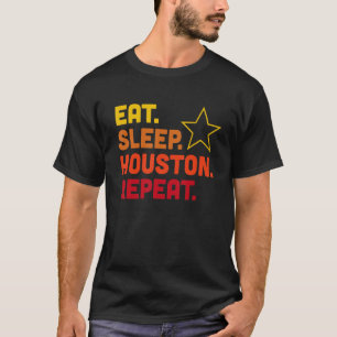 Camiseta Comer Dormir Houston Repetir Gráfico de Beisebol A
