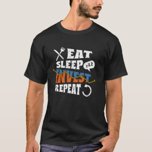 Camiseta Comer Dormir Investir Repetir Motivo Entusiasta