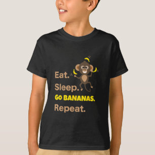 Camiseta Comer Dormir Ir Bananas Repetir Divertido Fofo Ani