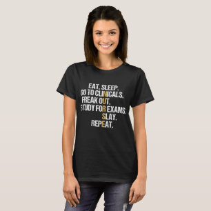 Camiseta Comer Dormir Ir para Clínicas Enfermeira