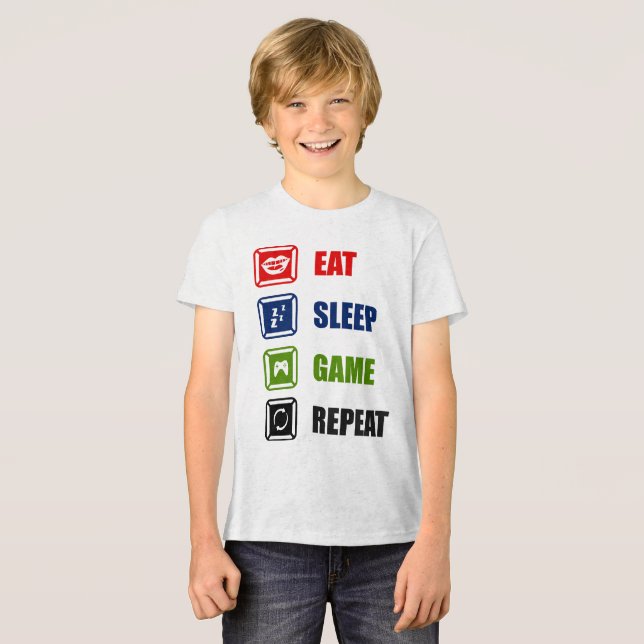 Camiseta Comer, dormir, jogar, repetir (Frente Completa)