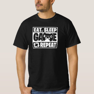 Camiseta Comer Dormir Jogar Repetir Citação Divertida de Jo