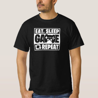 Camiseta Comer Dormir Jogar Repetir Citação Divertida de Jo
