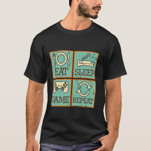 Camiseta Comer Dormir Jogar Repetir Estilo de Vida de Jogos