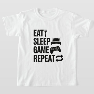 Camiseta Comer Dormir Jogar Repetir Jogos