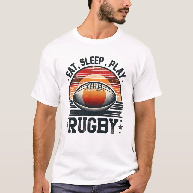 Camiseta comer, dormir, jogar rúgbi (Frente)