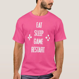Camiseta Comer Dormir Jogo Reiniciar Vídeo vintage
