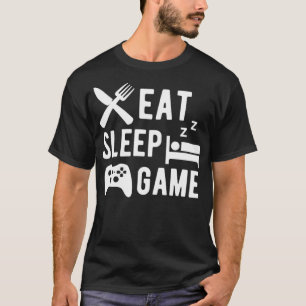 Camiseta Comer Dormir Jogo Vídeo Engraçado Humor de Jogador