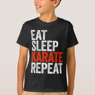 Camiseta Comer Dormir Karate Repetir Homens Mulheres Crianç