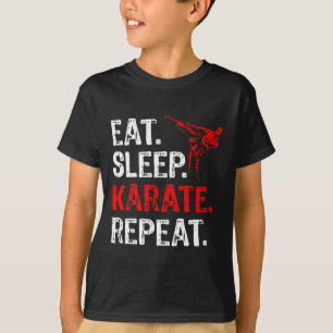 Camiseta Comer Dormir Karate Repetir Jogador de Karate Dive