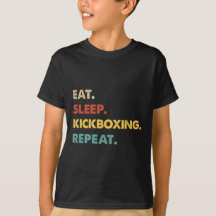 Camiseta Comer Dormir Kickboxing Repetir Amante Divertido d