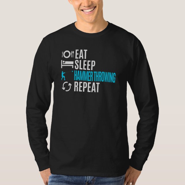 Camiseta Comer Dormir Lançamento de Martelo Repetir (Frente)