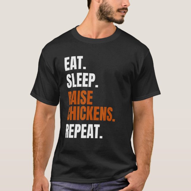 Camiseta Comer Dormir Levantar Galinhas Repetir (Frente)