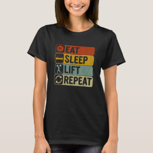 Camiseta Comer Dormir Levantar Repetir Retro Anos 60 70 Lev