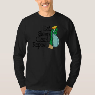 Camiseta Comer Dormir Limpar Repetir Equipe de Limpeza Fem