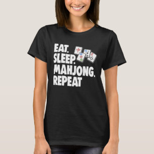 Camiseta Comer Dormir Mahjong Repetir Mulheres Jogo