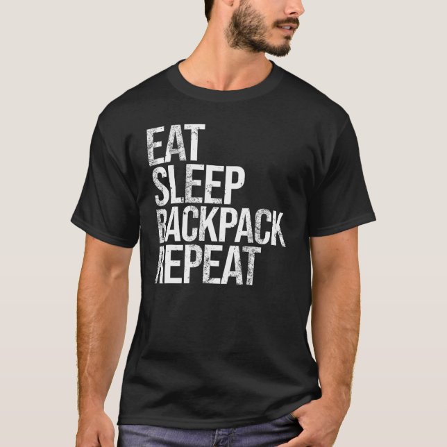 Camiseta Comer Dormir Mochila Repetir (Frente)