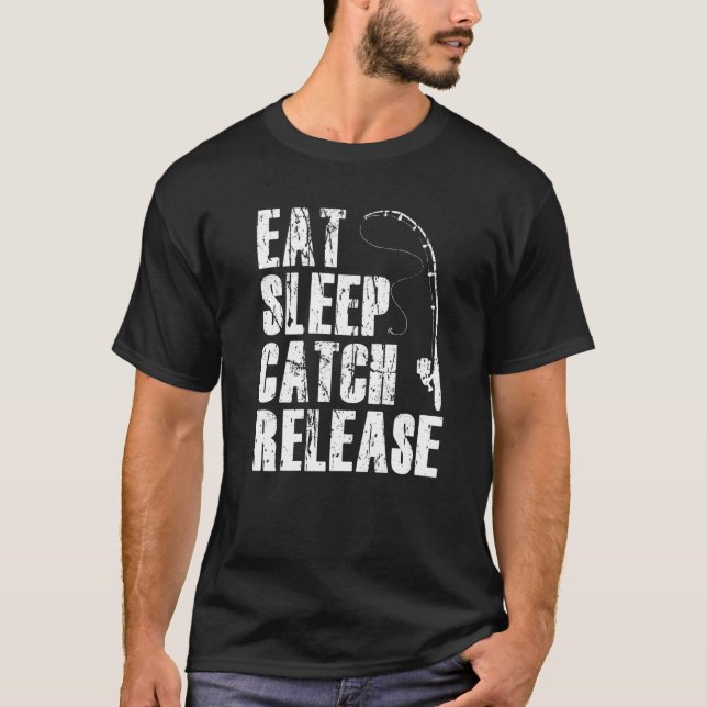 Camiseta Comer Dormir Pegar Soltar Conjunto de Pesca Pescad (Frente)