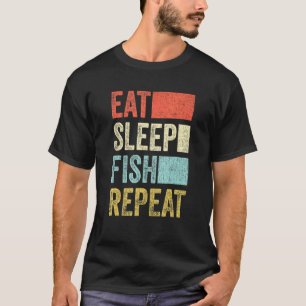Camiseta Comer Dormir Peixe Repetir Pescador 70s 80s Retro