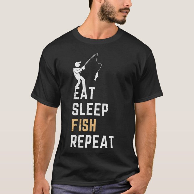 Camiseta Comer Dormir Peixe Repetir Presente Divertido de P (Frente)