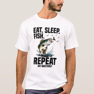 Camiseta Comer dormir peixe repetir quaisquer perguntas