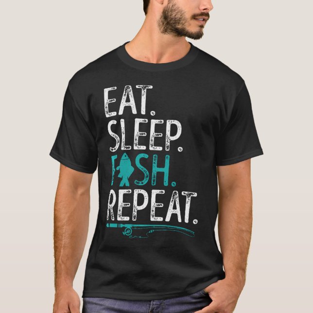 Camiseta Comer Dormir Peixe Repetir Rapazes Pescadores (Frente)