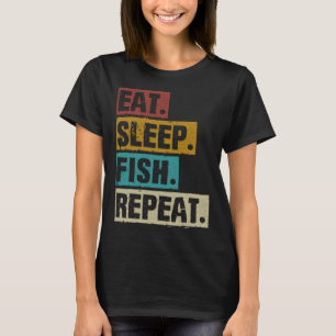 Camiseta Comer Dormir Peixe Repetir Retro Vintage Pescador 