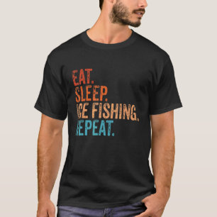 Camiseta Comer Dormir Pesca no Gelo Repetir Divertido Vinta