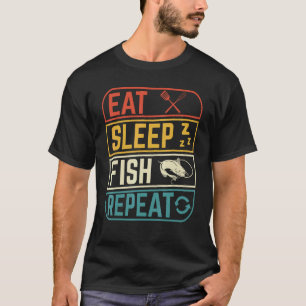Camiseta Comer dormir pesca repetir  Design para pescadores