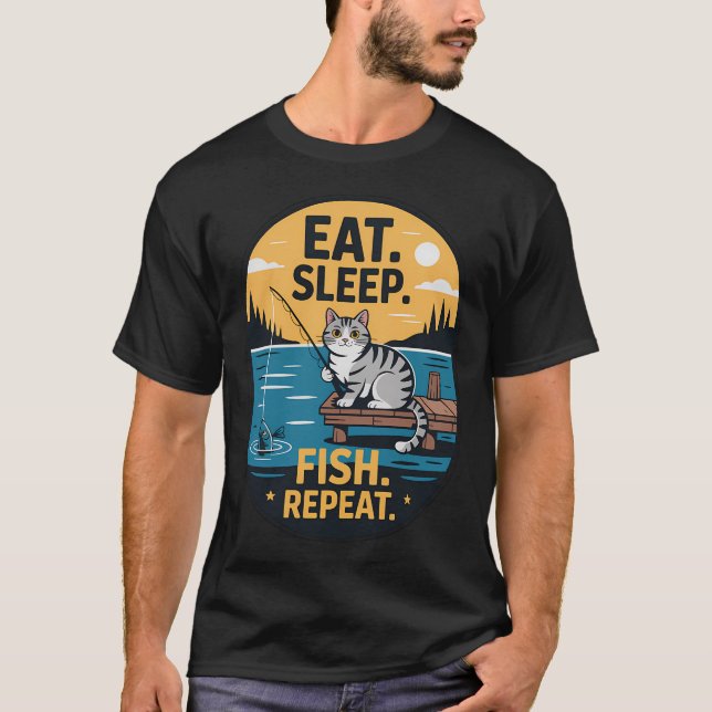 Camiseta Comer. Dormir. Pescar. Repetir. (Frente)