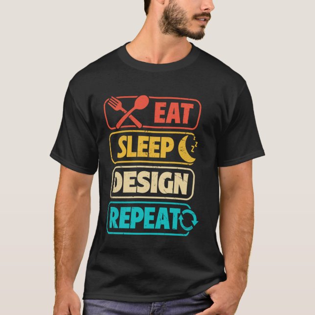 Camiseta Comer Dormir Projetar Repetir Gráfico Angustiado D (Frente)