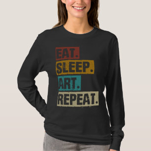 Camiseta Comer Dormir Repetir Artista Retro Vintage