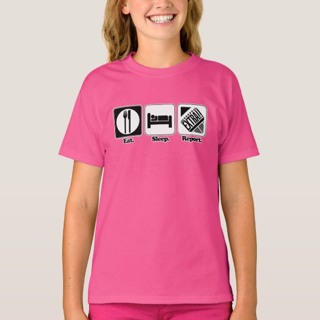 Camiseta comer dormir reportar (Frente)
