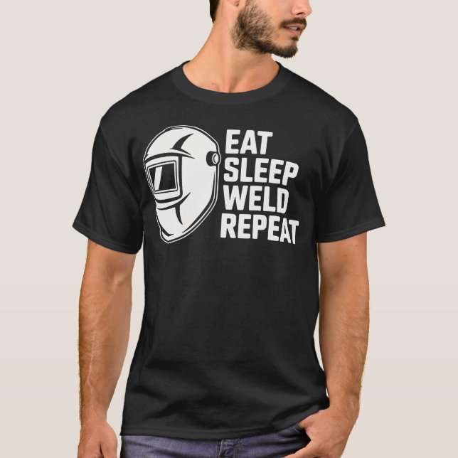 Camiseta Comer Dormir Soldar Repetir - Engraçado (Frente)