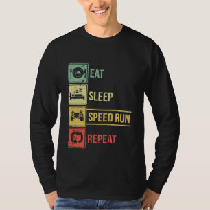Camiseta Comer Dormir Speed Run Repetir Video Games Jogo de