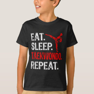 Camiseta Comer Dormir Taekwondo Repetir Jogador de Taekwond
