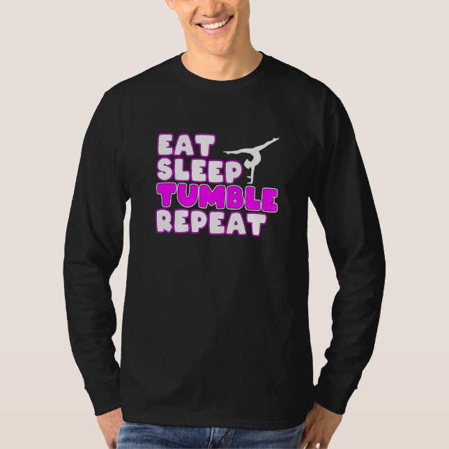 Camiseta Comer Dormir Tumble Repetir Ginasta Ginástica Mulh (Frente)