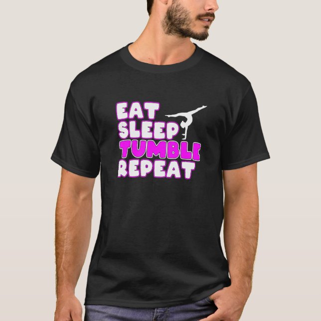 Camiseta Comer Dormir Tumble Repetir Ginasta Ginástica Mulh (Frente)