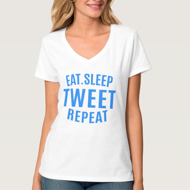 Camiseta Comer Dormir Tweet Repetir (Frente)