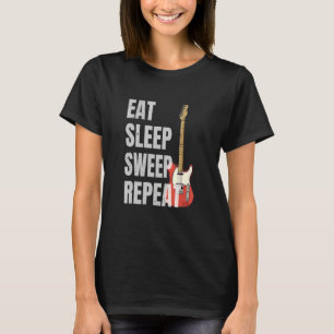 Camiseta Comer Dormir Varrer Repetir Guitarrista Tocador de