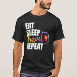 Camiseta Comer Dormir Viajar Repetir Cor Roupa Avião Ponto