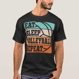 Camiseta Comer Dormir Volei Repetir Divertido Retro Volei