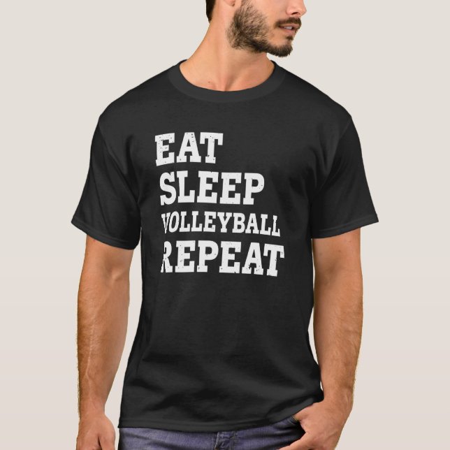Camiseta Comer Dormir Volei Repetir  Sarcástico (Frente)