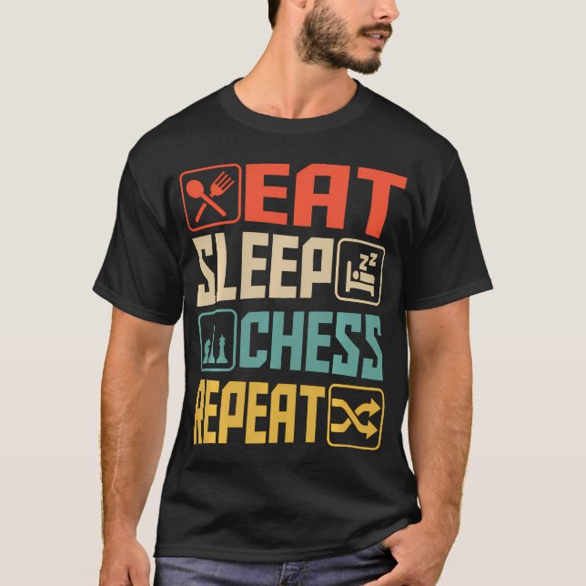 Camiseta Comer Dormir Xadrez Repetir (Frente)